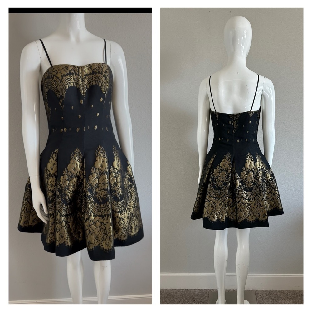 Aidan mattox gold/black mini party dress